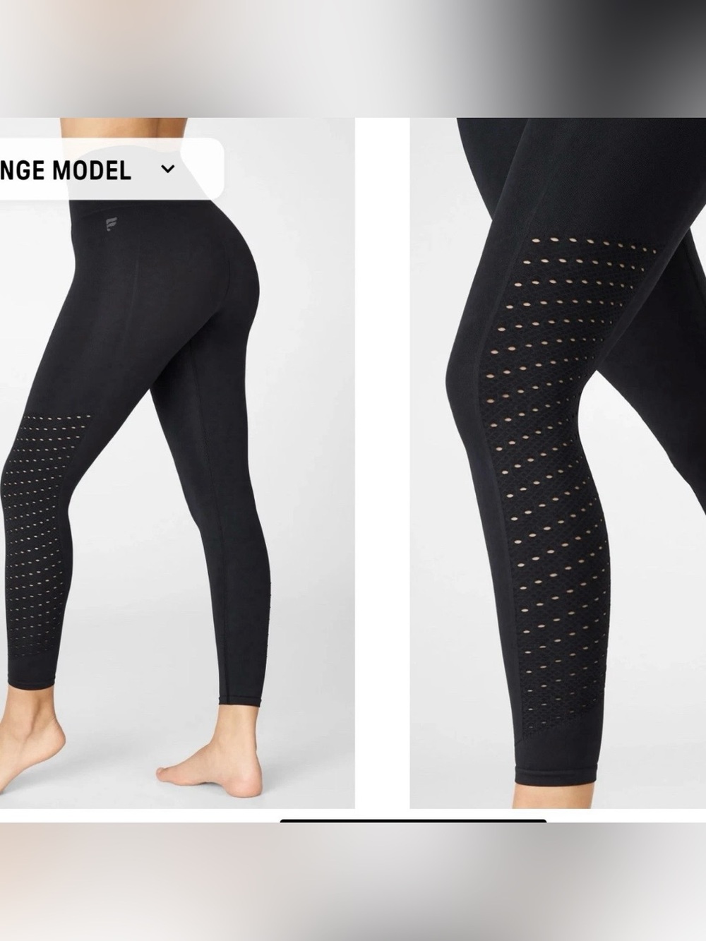 Fabletics Sync Leggings XS Black High Waist 7/8 Seamless Perforated NEW